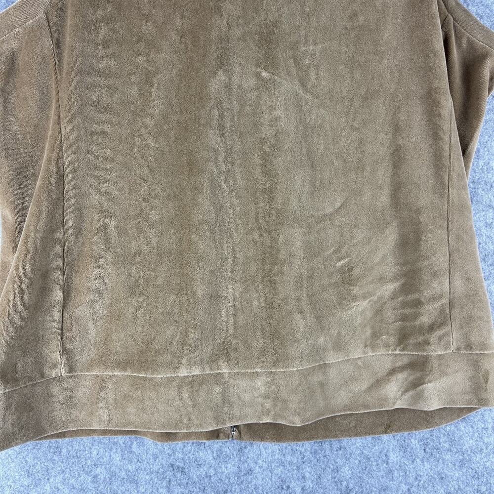 Quacker Factory Velour Vest Women XL Tan Rhinestone Bling Full Zip Quilted Artsy - Picture 13 of 14